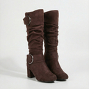 Massachusetts Slouch Buckle Block Heel Boot