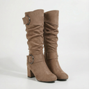 Massachusetts Slouch Buckle Block Heel Boot
